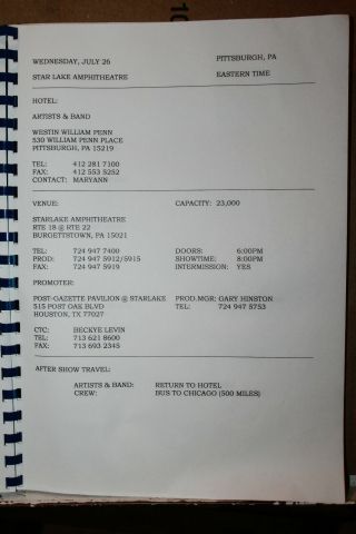 2000 Summer Tour The Moody Blues Concert Itinerary Rare 5