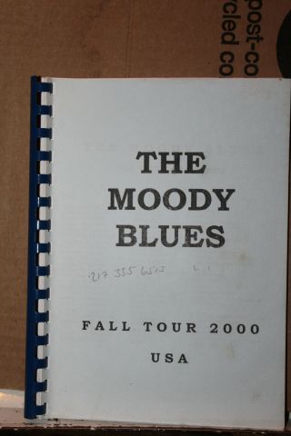 2000 Fall Tour The Moody Blues Concert Itinerary Rare