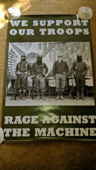 Rage Against the Machine poster Support our troops green RATM 24x36 OOP US 2