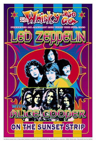 Jimmy Page & Plant With Led Zeppelin At The Whisky A Go Go Concert Poster 1969