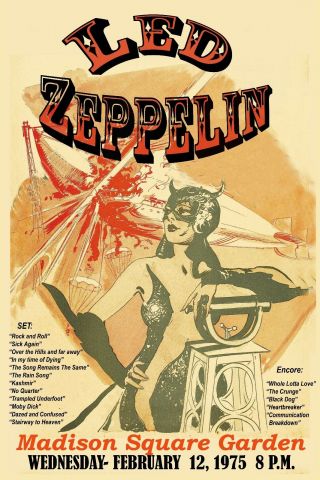 Heavy Metal: Led Zeppelin At Madison Square Garden Concert Poster 1975