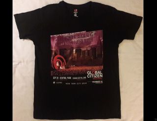 Global Citizen Festival 2013 Alicia Keys Stevie Wonder Size Large Black T - Shirt