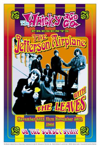 Jefferson Airplane & The Leaves At Whisky A Go Go Concert Poster 1966