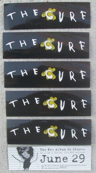 The Cure 6 Sticker Set From Geffen Records 6/29/ 2004 Robert Smith