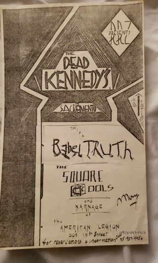 Dead Kennedys Early Rare Flyer Hardcore Punk Misfits Necros Kbd
