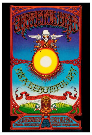 Jerry Garcia & The Grateful Dead In Hawaii Concert Poster Circa 1969