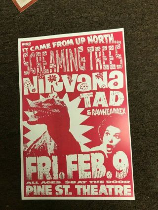 Nirvana Screaming Trees Tad 1990 Cardstock Concert Poster 12x18
