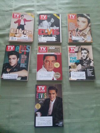 Mixed Bundle Of 7 Elvis Tv Guides/books Elvis Presley Collectibles Vintage