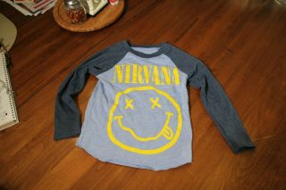Nirvana Smiley Face Licensed Toddler Size 2t Long - Sleeve T - Shirt 2016 Blue