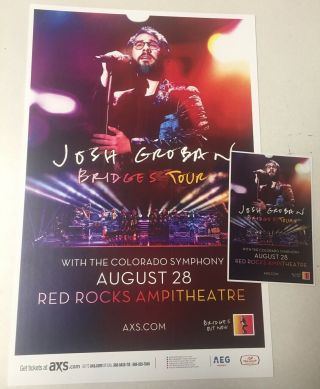 Josh Groban Bridges Tour 2019 Red Rocks 11x17 Promo Poster Handbill