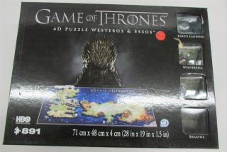 Games Of Throne 4d Puzzle Westero & Essos 891 Pc Hbo