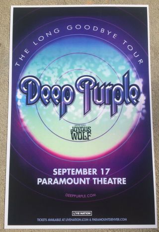 Deep Purple The Long Goodbye Tour 2019 Paramount - Denver Promo Poster Handbill
