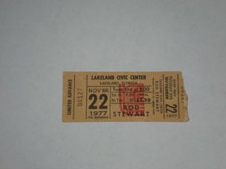 Rod Stewart Concert Ticket Stub - 1977 - Foot Loose & Fancy Tour - Lakeland,  Fl