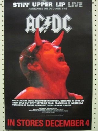 Ac/dc 2001 Stiff Upper Lip Live Promotional Poster Flawless Old Stock