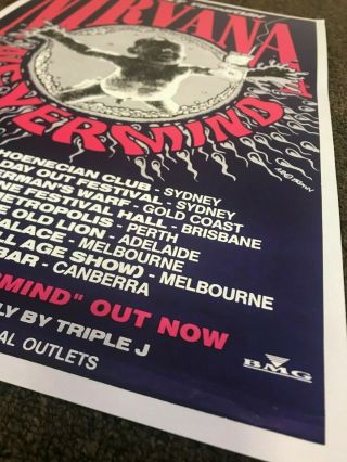 Nirvana Nevermind Kurt Cobain 1992 Australian Tour Concert Poster - 12 
