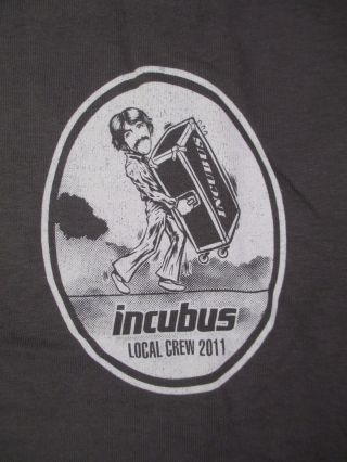 Incubus 2011 Local Crew Concert Mens Medium Grey T - Shirt 19