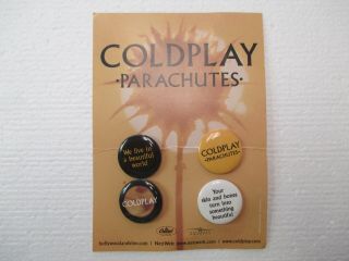 Coldplay Set Of 4 Buttons For Parachutes Album 2000