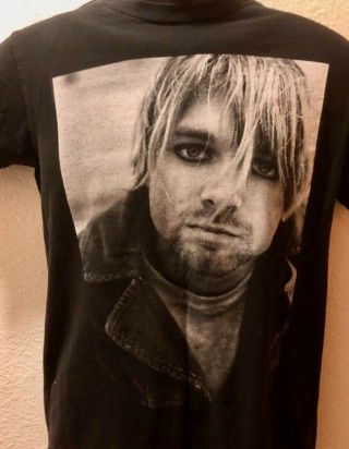 Nirvana Kurt Cobain Womens Black T - Shirt - Size Small - Vgc - Rare