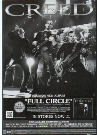 2010 Creed Full Circle Japan Album Promo Ad / Mini Poster Advert / Photo