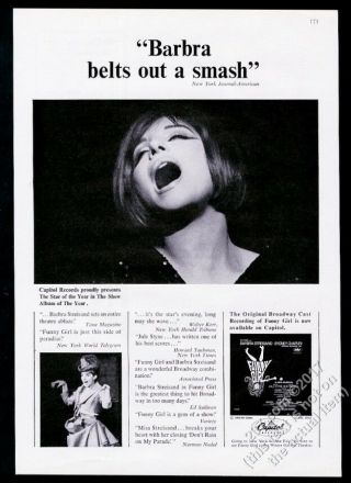 1964 Barbra Streisand Photo Funny Girl Album Release Vintage Print Ad