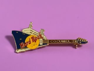 2000 Hard Rock Cafe Cozumel Blue & White Cruise Ship Guitar Pin - Hrc 2051