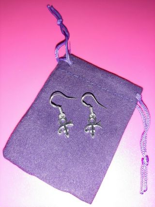Prince Symbol Earrings - Purple Rain - Silver Plated Drop Earrings