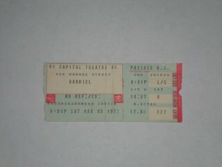 Peter Gabriel Concert Ticket Stub - 1977 - Car Tour - 1st Solo Show - Capitol Theatre - Nj