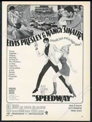 1968 Elvis Presley Nancy Sinatra Photo Speedway Movie Release Vintage Print Ad