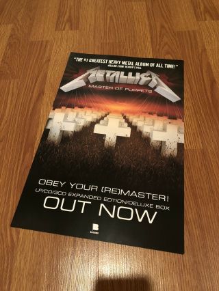 Metallica Promo Poster Master Of Puppets Remaster Nos Record Store Promo 11x17”