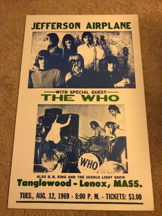 Jefferson Airplane And The Who Adv.  Print Concert Poster 22” X 14”