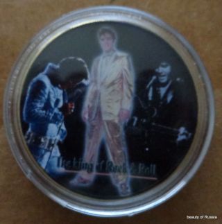 Elvis Presley The King Of Rock N Roll 24k Gold Plated Memorabilia Coin 58