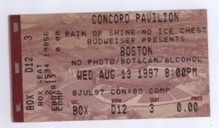 Rare Boston The Band 8/13/97 Concord Ca Pavilion Ticket Stub