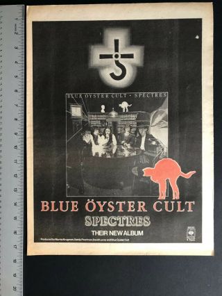 Blue Oyster Cult 1978 13x17” Album Release “spectres” Primo Ad