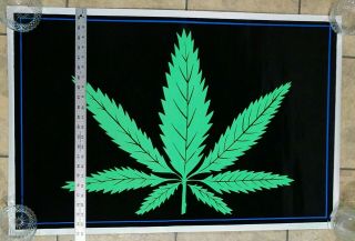 Cannabis Pot Leaf Black Light Poster Vintage Old Stock