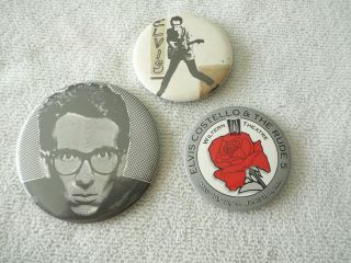 Elvis Costello Vintage Buttons With Bonus Us