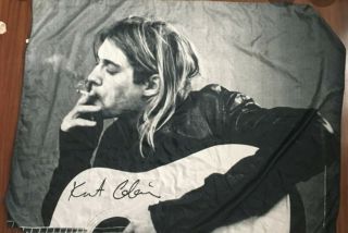 Kurt Cobain - Smoking Guitar Flag Poster Banner Nirvana
