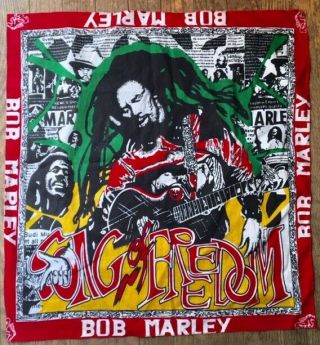 Vintage Bob Marley Bandana Scarf Headband Song Of Freedom Hair Band Head Tie Euc