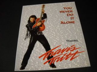 Travis Tritt Thanks Incredible List Of People.  1992 Promo Poster Ad Cond