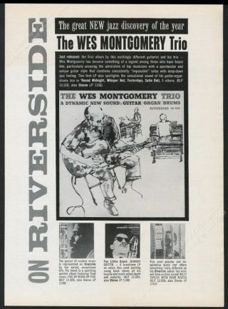 1959 Wes Montgomery Trio Portrait Riverside Records Vintage Print Ad