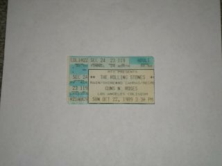 Rolling Stones & Guns N Roses Concert Ticket Stub 1989 - La Coliseum - Ca