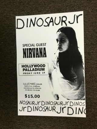 Nirvana Dinosaur Jr.  Hollywood Palladium 1991 Cardstock Concert Poster 12x18