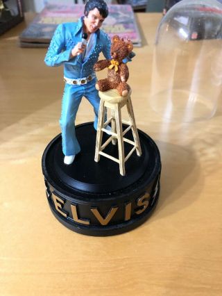 Elvis Sings Teddy Bear 1999 Music Box With Glass Dome Cp01070