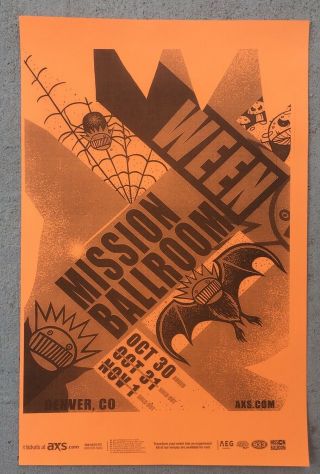 Ween 3 Nights Halloween 2019 Mission Ballroom Denver,  Colorado Promo Poster