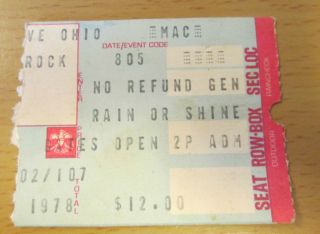1978 Fleetwood Mac Cleveland Stadium Concert Ticket Stub Some Rumours Tour Tusk