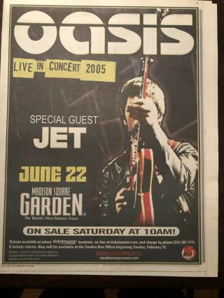 Oasis 2005 Full Page 11x14 Concert Ad Special Guest Jet