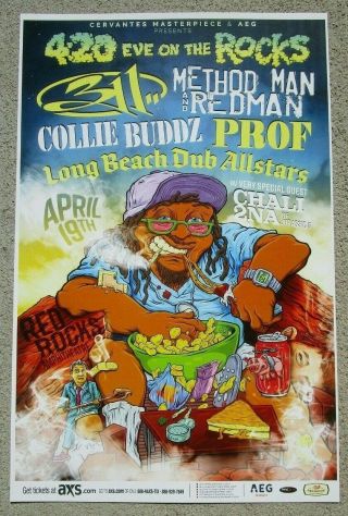 4:20 Eve On The Rocks W/ 311,  Method Man & Redman Red Rocks 11x17 Concert Poster