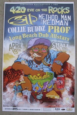 4:20 Eve On The Rocks w/ 311,  Method Man & Redman Red Rocks 11x17 Concert Poster 3