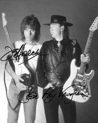 Reprint - Jeff Beck - Stevie Ray Vaughan Autograph Signed 8 X 10 Photo Guitar Rp
