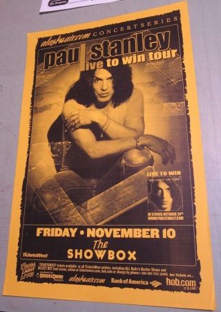 Paul Stanley 2006 Nov 10th Concert Poster Live To Win Tour