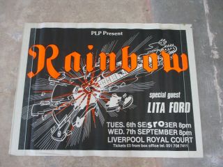 Rainbow Special Guest Lita Ford - Sep.  6,  1983 Concert Poster Liverpool